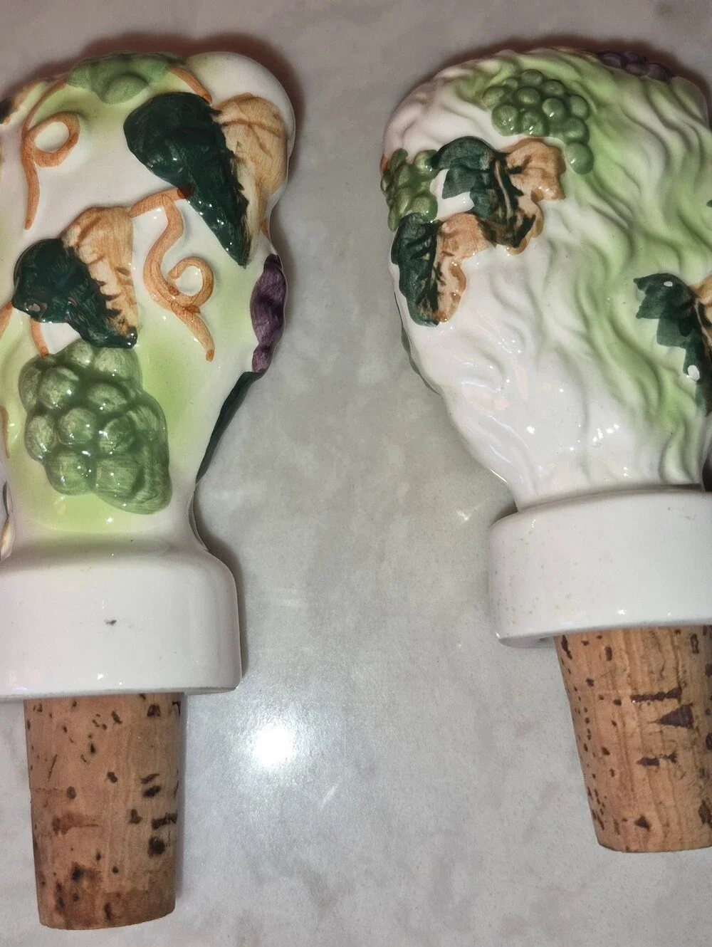 2 Ceramic Wine Stoppers from the 2001 Prodyne Cera Vino line